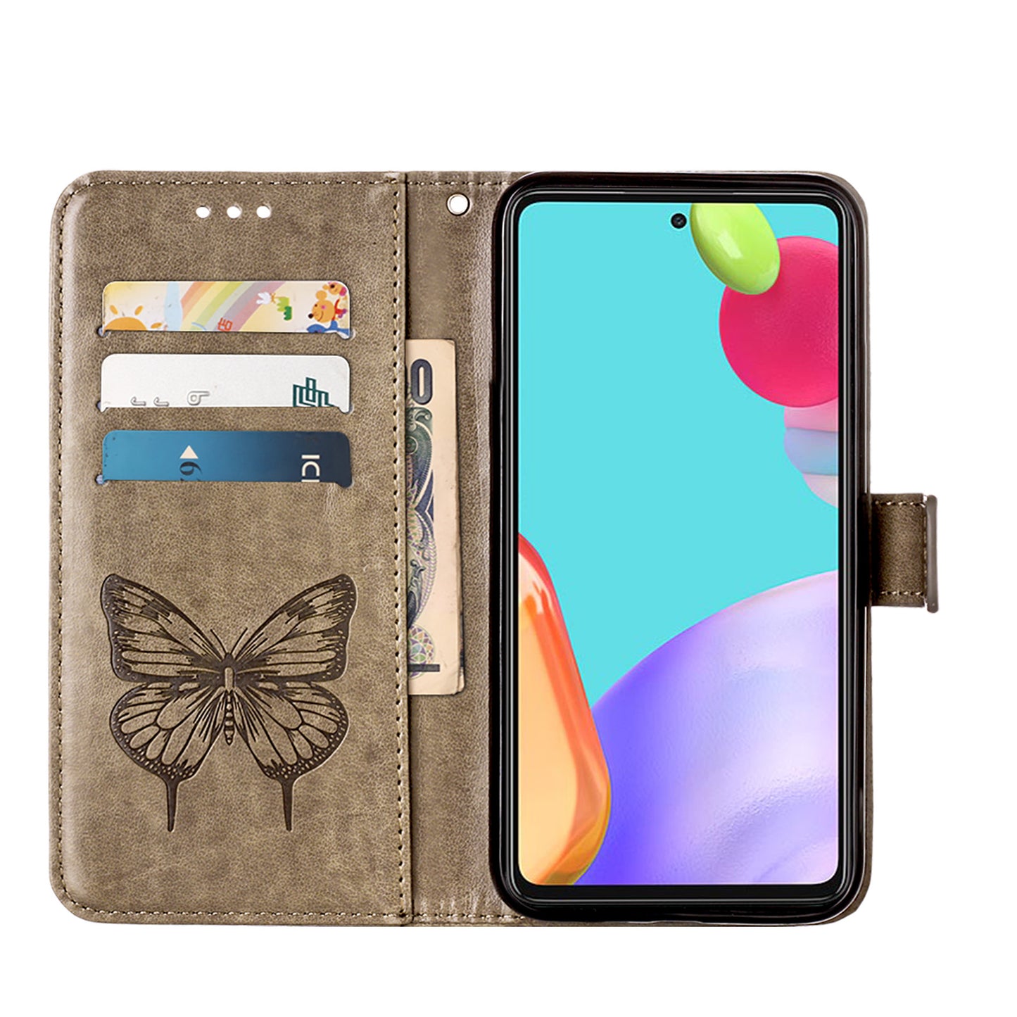 Imprint Butterfly Flower Pattern Wallet Stand Leather Case for Samsung Galaxy A52 4G/5G / A52s 5G