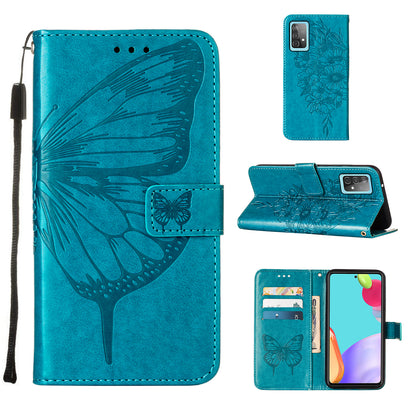 Imprint Butterfly Flower Pattern Wallet Stand Leather Case for Samsung Galaxy A52 4G/5G / A52s 5G