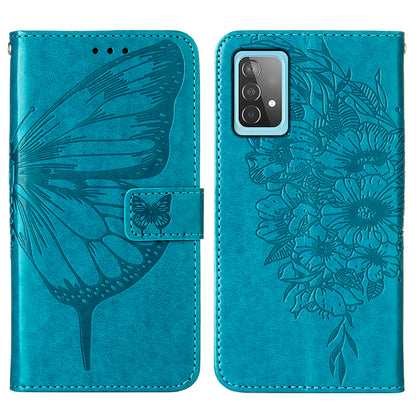 Imprint Butterfly Flower Pattern Wallet Stand Leather Case for Samsung Galaxy A52 4G/5G / A52s 5G
