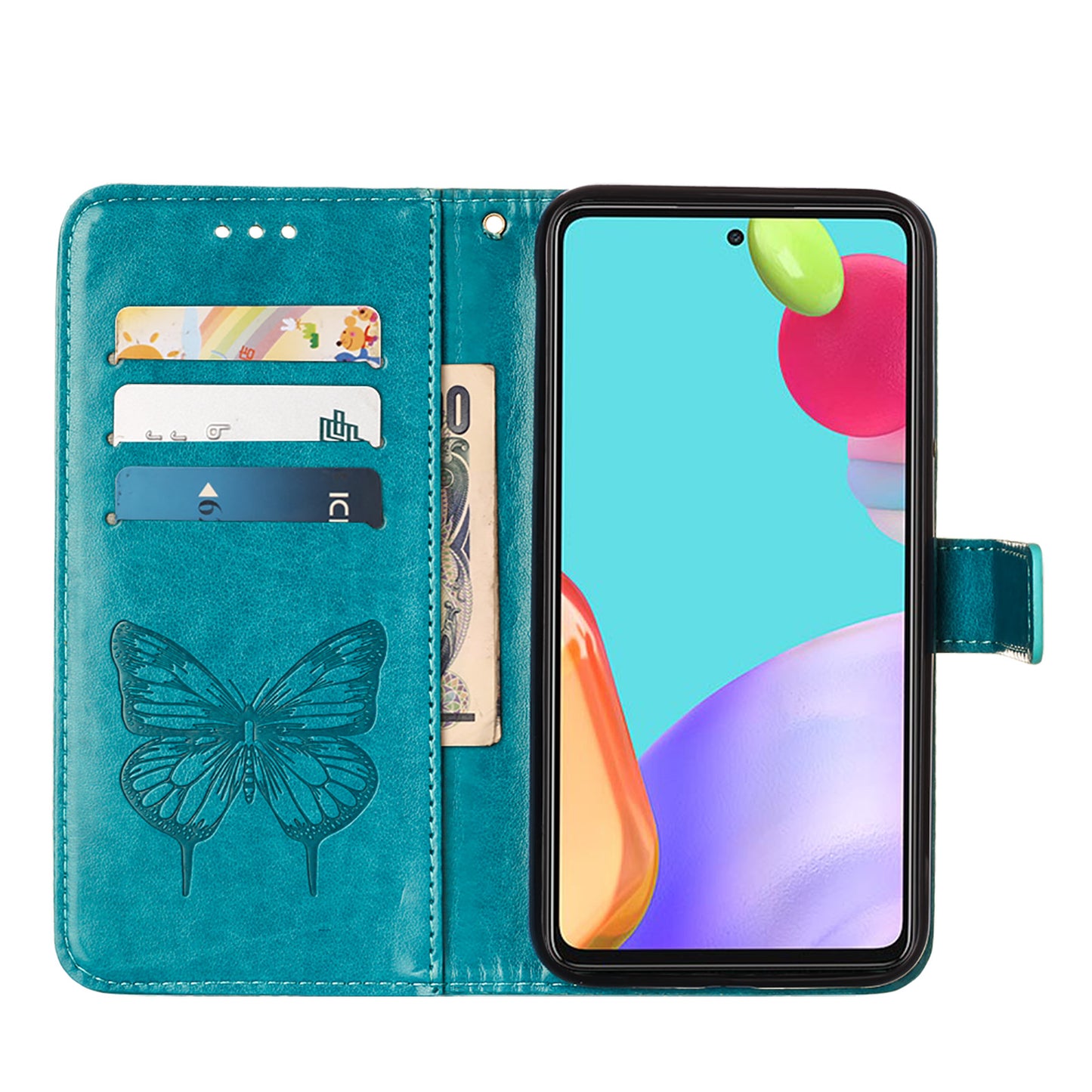 Imprint Butterfly Flower Pattern Wallet Stand Leather Case for Samsung Galaxy A52 4G/5G / A52s 5G