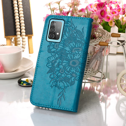Imprint Butterfly Flower Pattern Wallet Stand Leather Case for Samsung Galaxy A52 4G/5G / A52s 5G