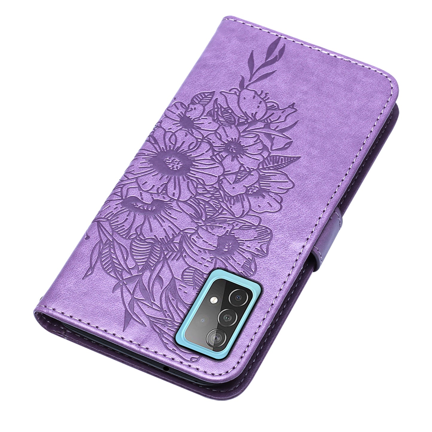 Imprint Butterfly Flower Pattern Wallet Stand Leather Case for Samsung Galaxy A52 4G/5G / A52s 5G