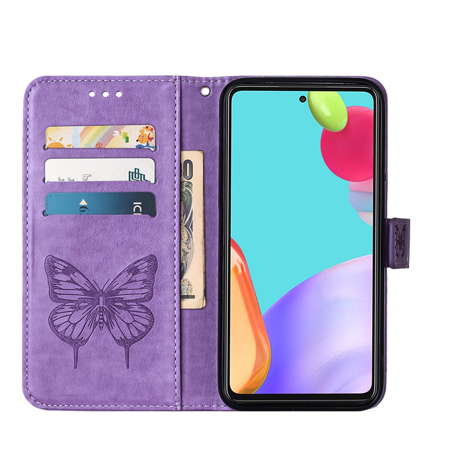 Imprint Butterfly Flower Pattern Wallet Stand Leather Case for Samsung Galaxy A52 4G/5G / A52s 5G