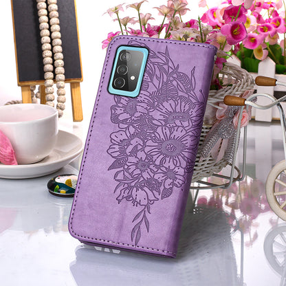 Imprint Butterfly Flower Pattern Wallet Stand Leather Case for Samsung Galaxy A52 4G/5G / A52s 5G