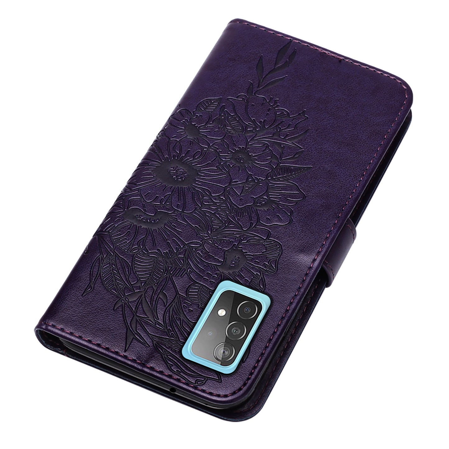 Imprint Butterfly Flower Pattern Wallet Stand Leather Case for Samsung Galaxy A52 4G/5G / A52s 5G