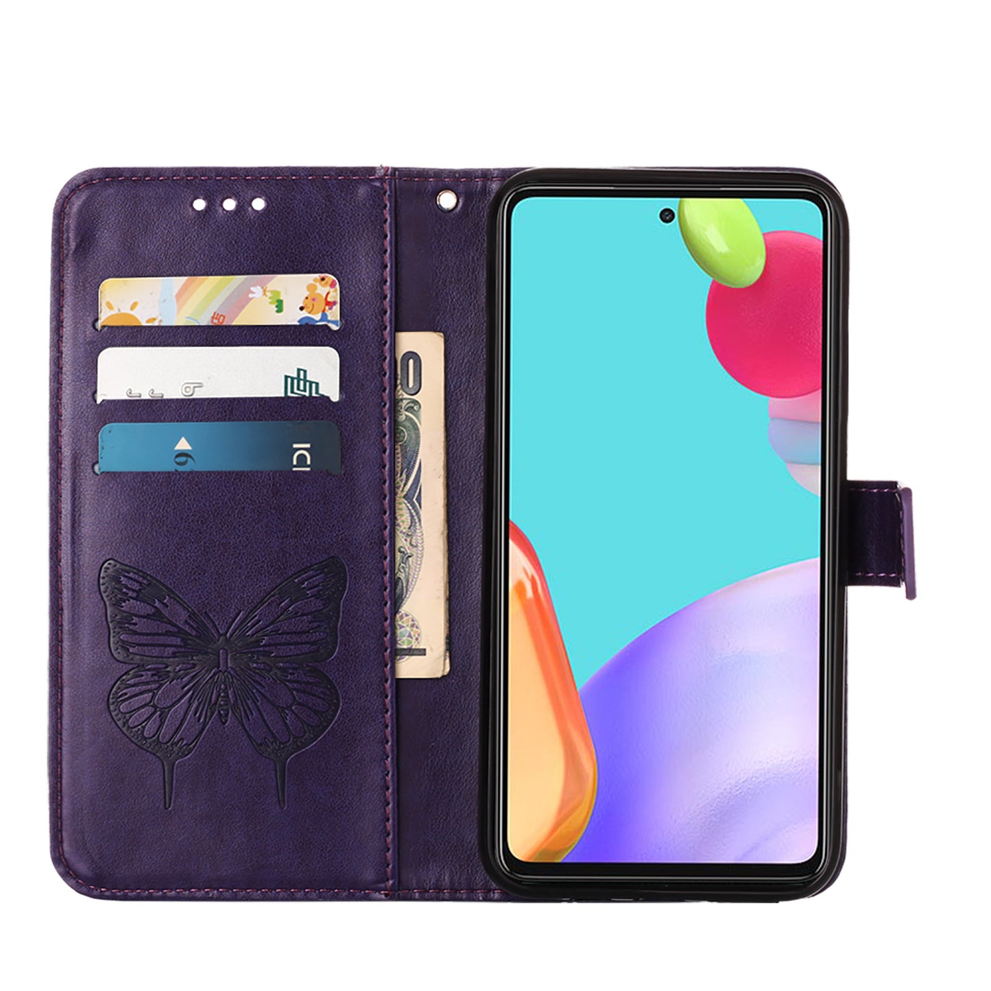 Imprint Butterfly Flower Pattern Wallet Stand Leather Case for Samsung Galaxy A52 4G/5G / A52s 5G