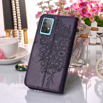 Imprint Butterfly Flower Pattern Wallet Stand Leather Case for Samsung Galaxy A52 4G/5G / A52s 5G