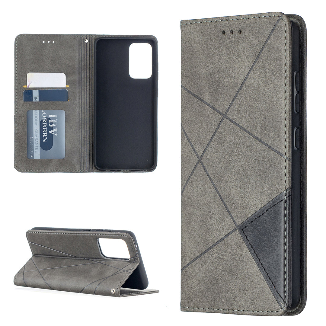 For Samsung Galaxy A52 4G/5G / A52s 5G Geometric Pattern Leather Stand Case Card Holder Shell