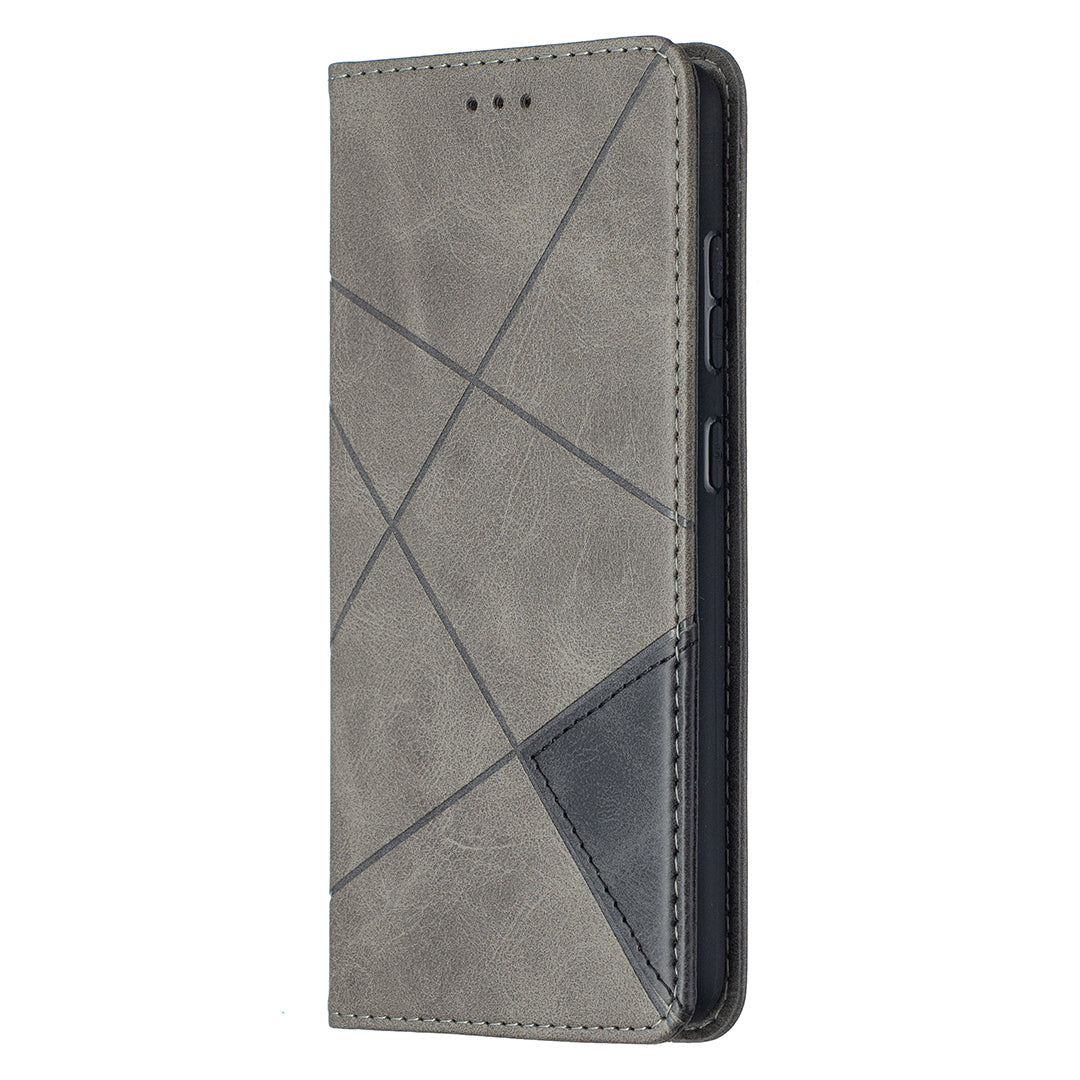 For Samsung Galaxy A52 4G/5G / A52s 5G Geometric Pattern Leather Stand Case Card Holder Shell