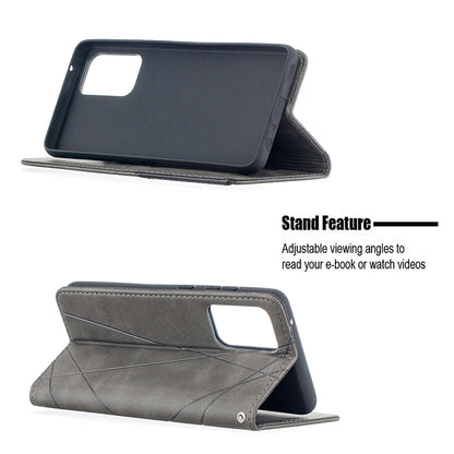 For Samsung Galaxy A52 4G/5G / A52s 5G Geometric Pattern Leather Stand Case Card Holder Shell
