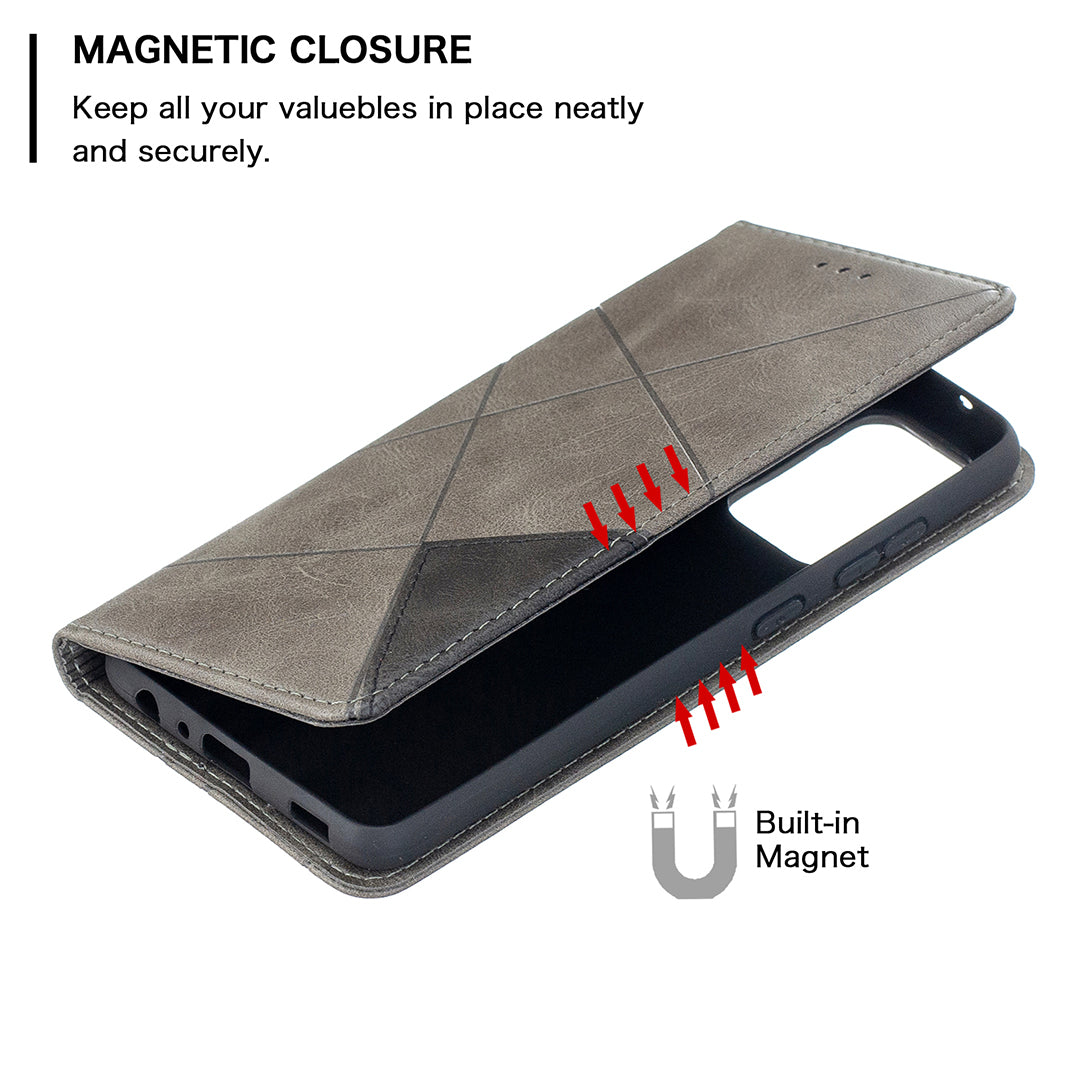 For Samsung Galaxy A52 4G/5G / A52s 5G Geometric Pattern Leather Stand Case Card Holder Shell