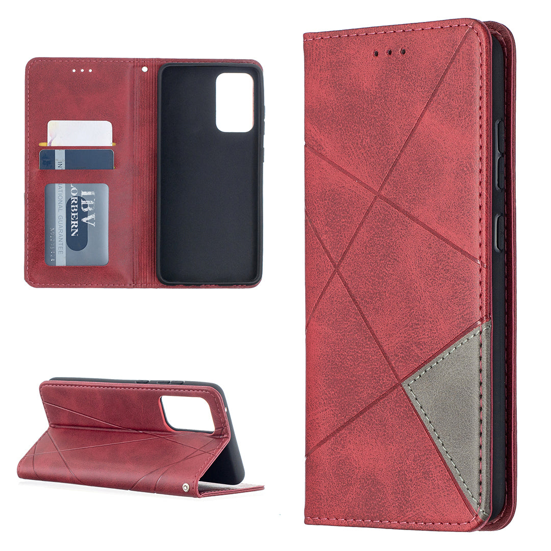 For Samsung Galaxy A52 4G/5G / A52s 5G Geometric Pattern Leather Stand Case Card Holder Shell