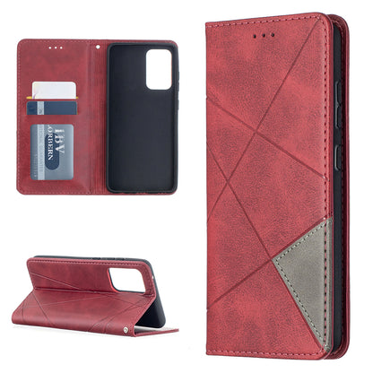 For Samsung Galaxy A52 4G/5G / A52s 5G Geometric Pattern Leather Stand Case Card Holder Shell