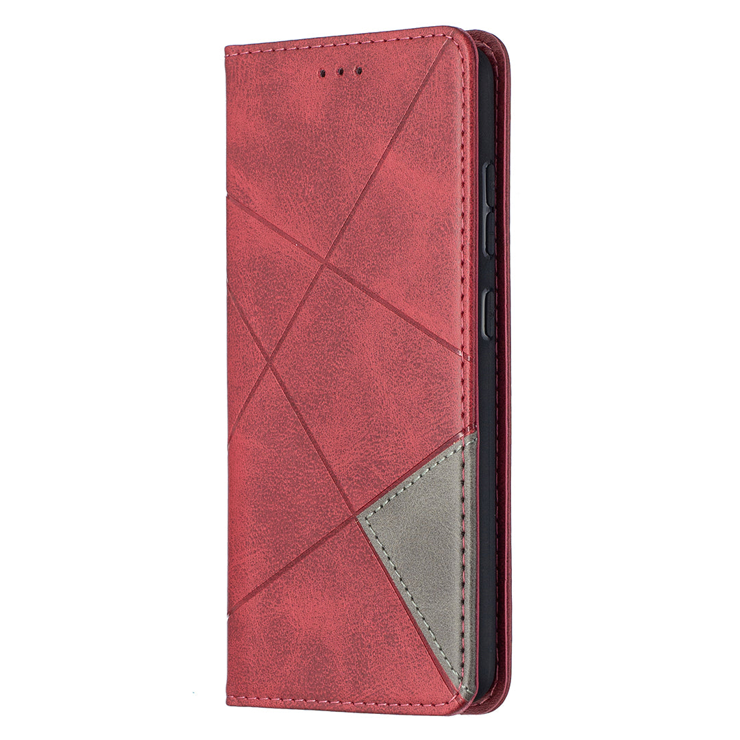For Samsung Galaxy A52 4G/5G / A52s 5G Geometric Pattern Leather Stand Case Card Holder Shell