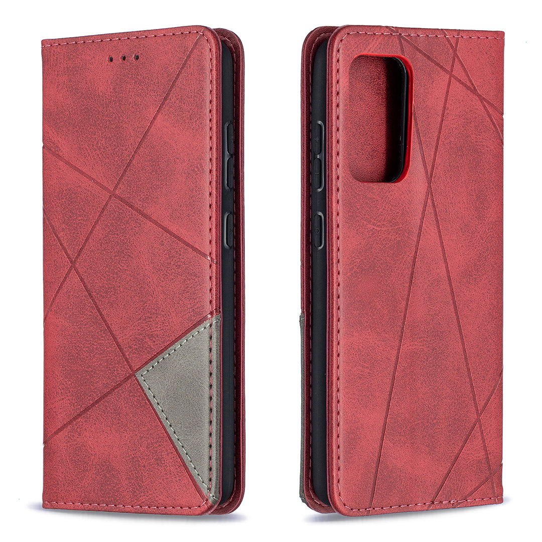 For Samsung Galaxy A52 4G/5G / A52s 5G Geometric Pattern Leather Stand Case Card Holder Shell