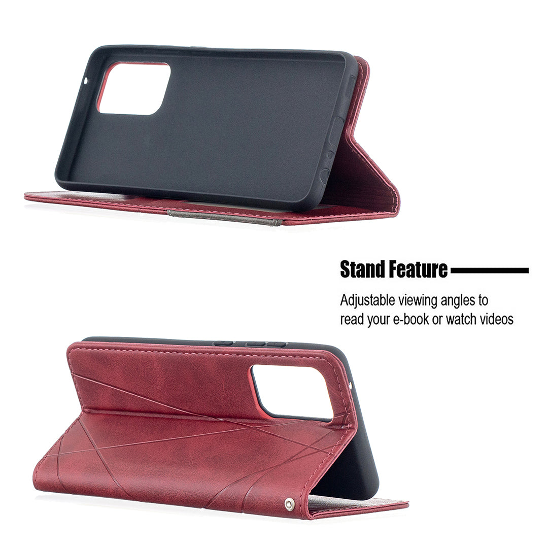 For Samsung Galaxy A52 4G/5G / A52s 5G Geometric Pattern Leather Stand Case Card Holder Shell