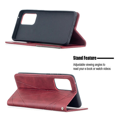 For Samsung Galaxy A52 4G/5G / A52s 5G Geometric Pattern Leather Stand Case Card Holder Shell