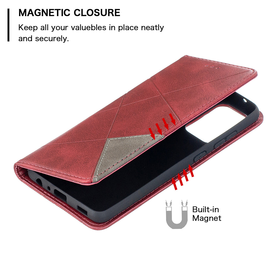 For Samsung Galaxy A52 4G/5G / A52s 5G Geometric Pattern Leather Stand Case Card Holder Shell