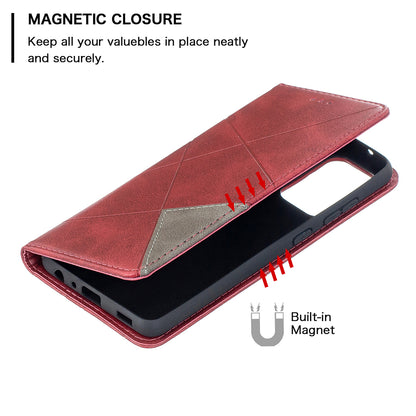 For Samsung Galaxy A52 4G/5G / A52s 5G Geometric Pattern Leather Stand Case Card Holder Shell
