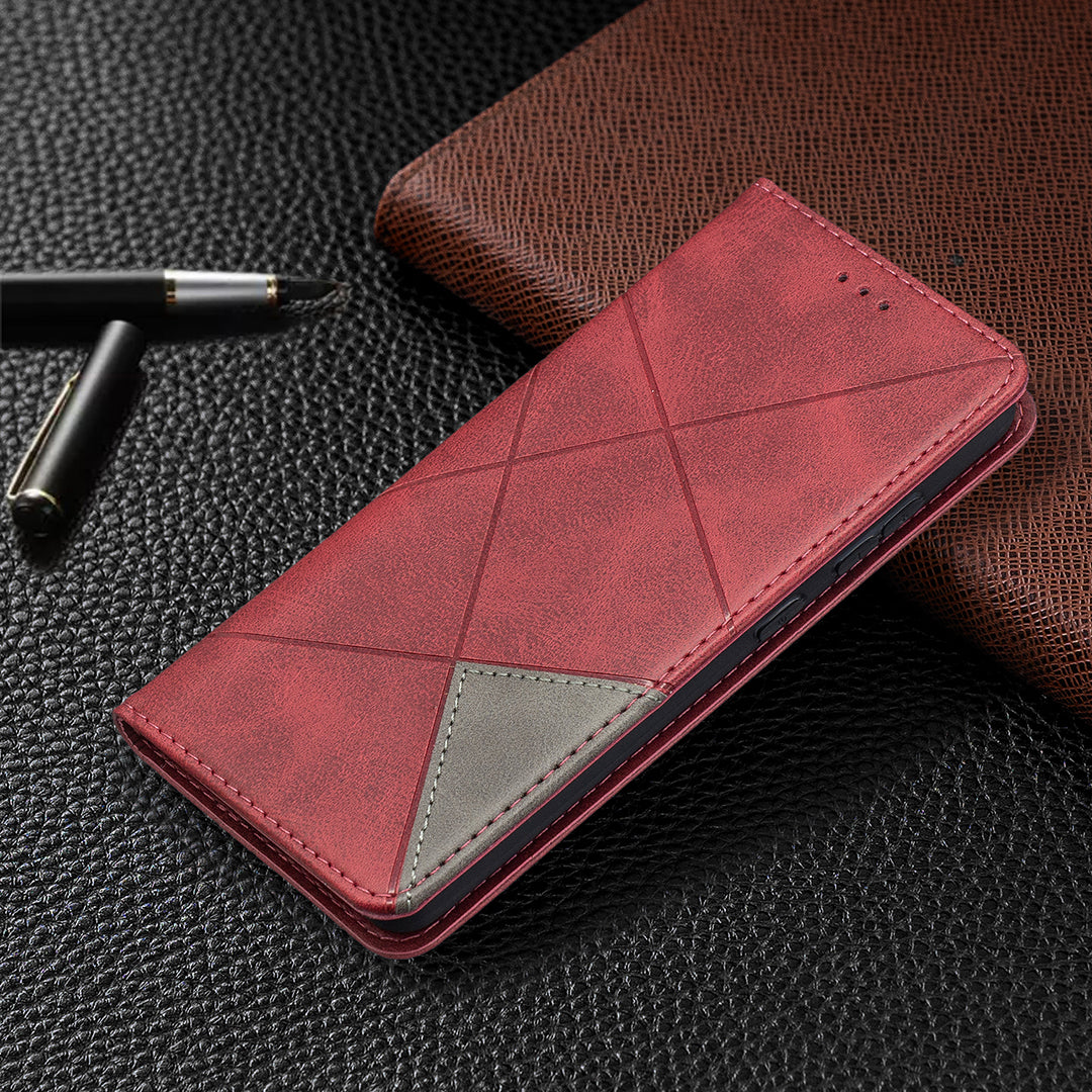 For Samsung Galaxy A52 4G/5G / A52s 5G Geometric Pattern Leather Stand Case Card Holder Shell