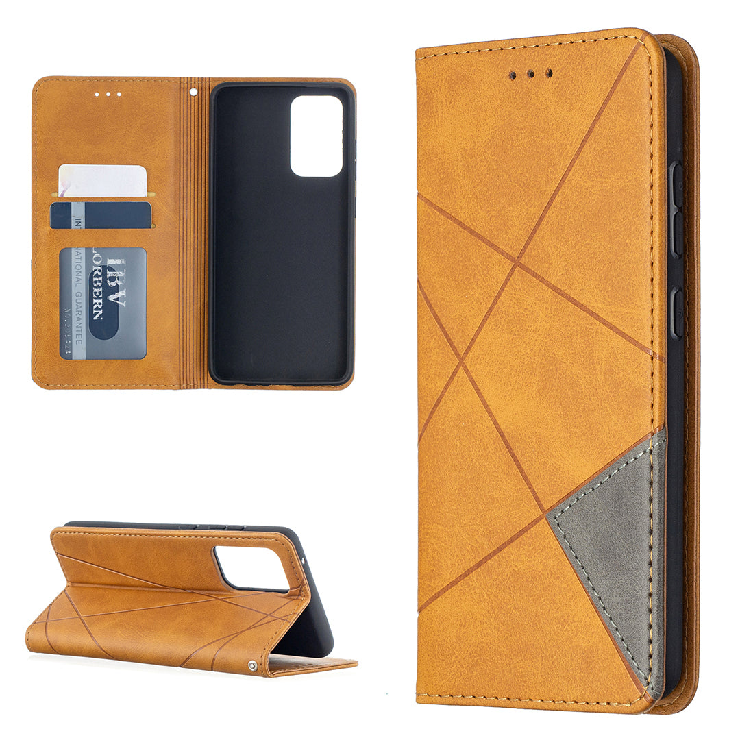 For Samsung Galaxy A52 4G/5G / A52s 5G Geometric Pattern Leather Stand Case Card Holder Shell
