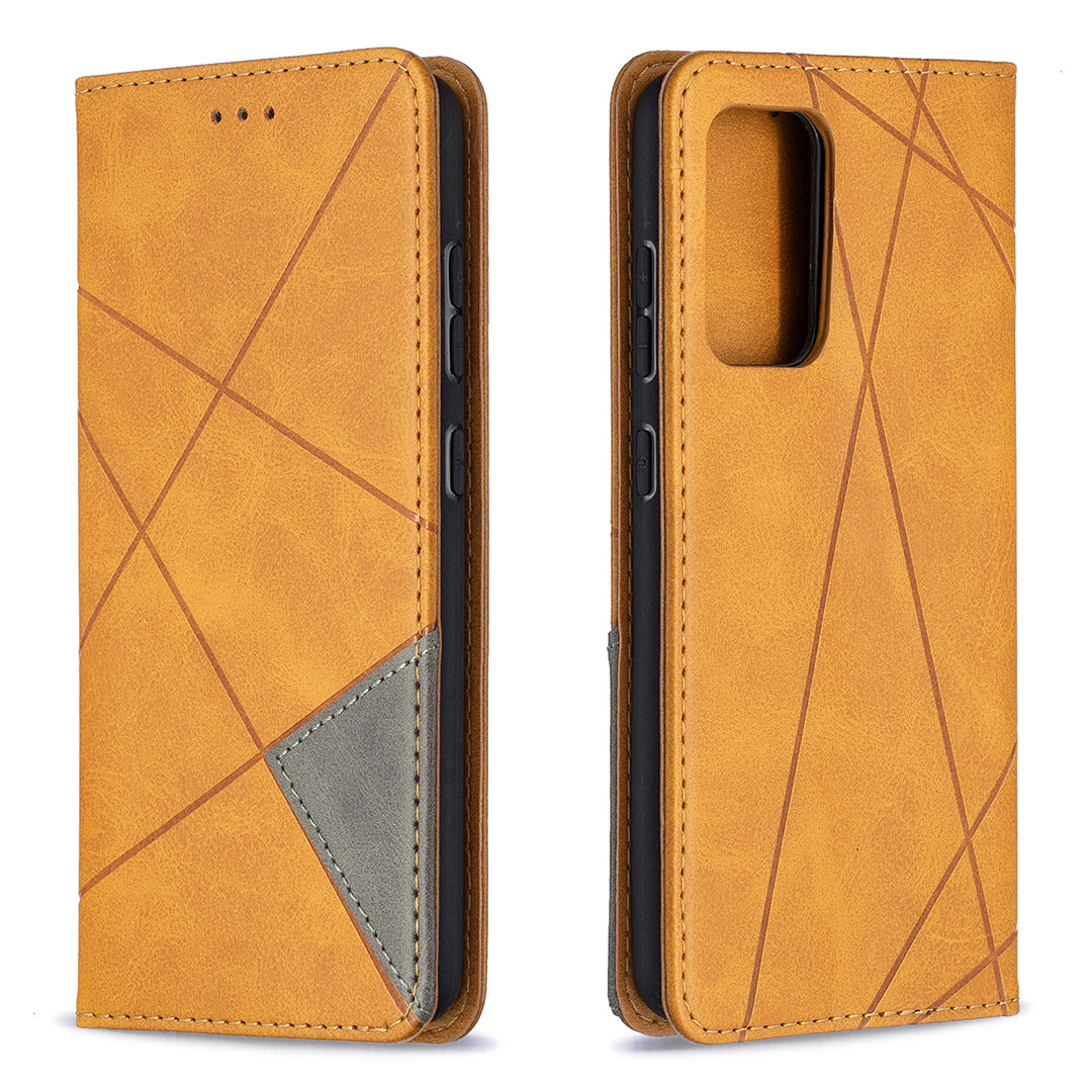 For Samsung Galaxy A52 4G/5G / A52s 5G Geometric Pattern Leather Stand Case Card Holder Shell