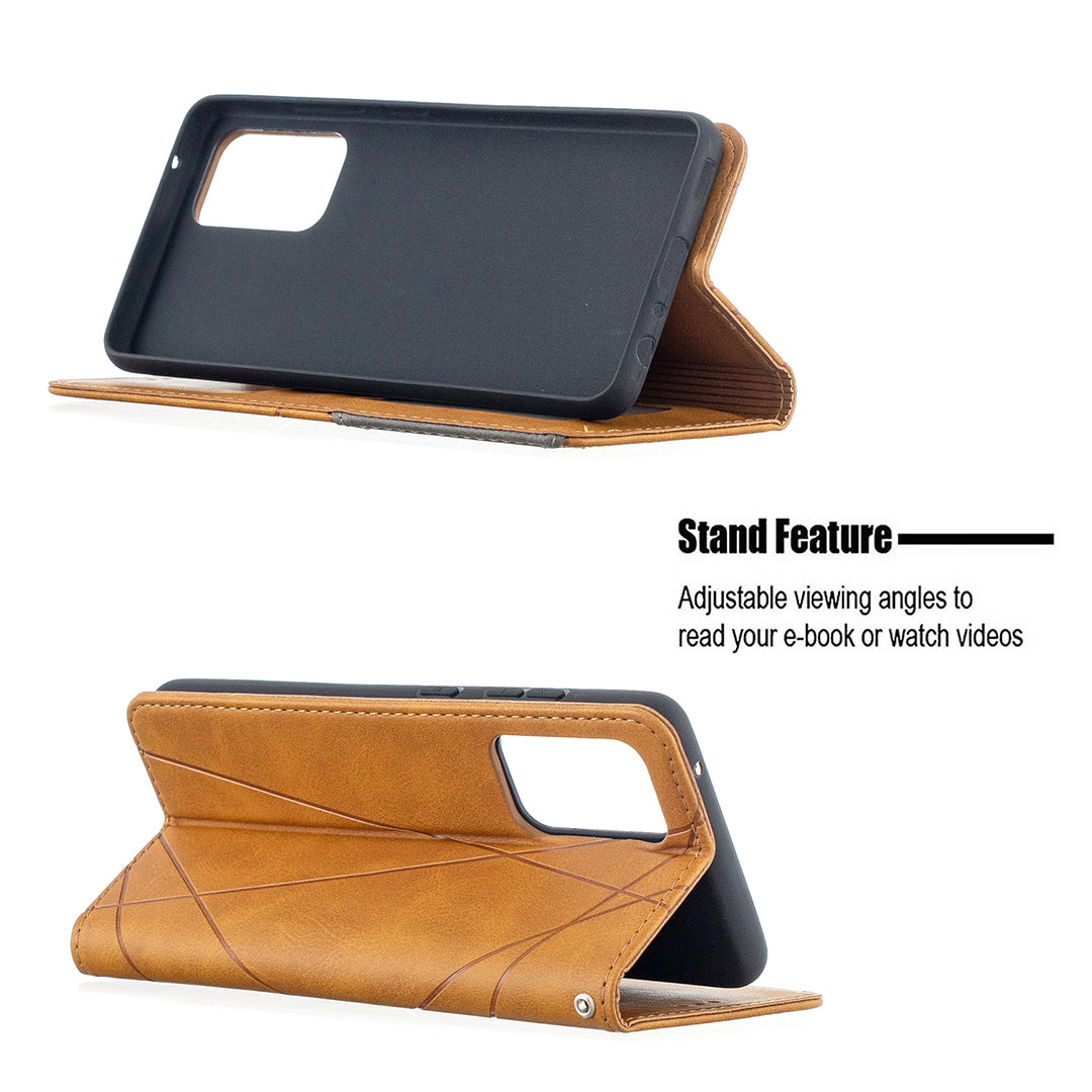For Samsung Galaxy A52 4G/5G / A52s 5G Geometric Pattern Leather Stand Case Card Holder Shell