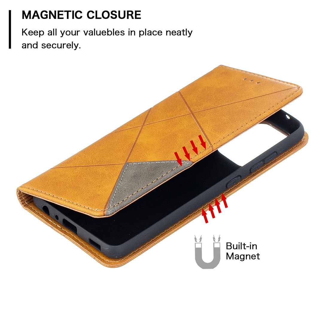 For Samsung Galaxy A52 4G/5G / A52s 5G Geometric Pattern Leather Stand Case Card Holder Shell