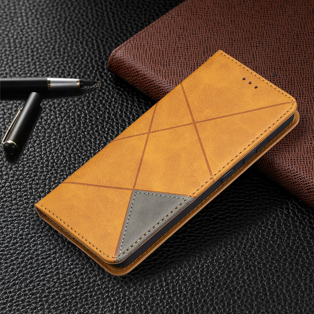 For Samsung Galaxy A52 4G/5G / A52s 5G Geometric Pattern Leather Stand Case Card Holder Shell