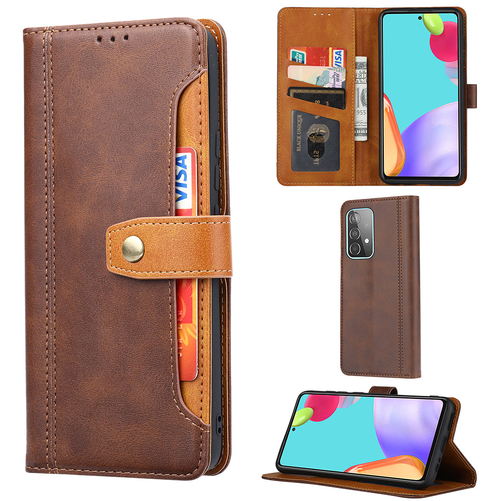 Leather Wallet Stand Phone Shell with Supporting Stand for Samsung Galaxy A52 4G/5G / A52s 5G
