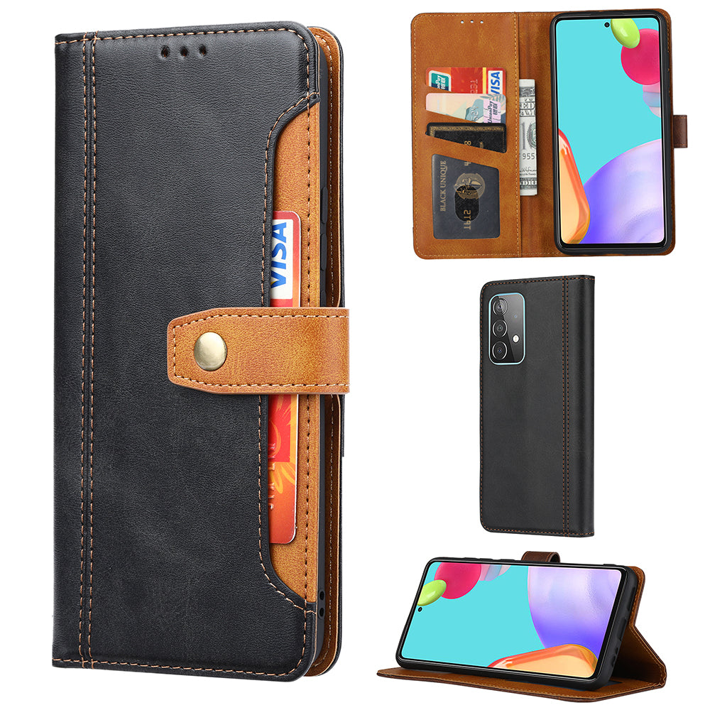 Leather Wallet Stand Phone Shell with Supporting Stand for Samsung Galaxy A52 4G/5G / A52s 5G