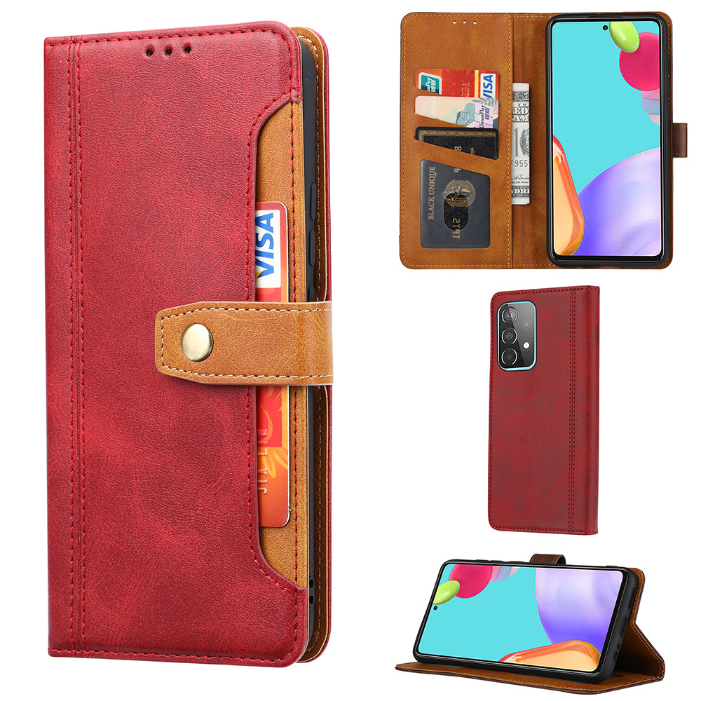 Leather Wallet Stand Phone Shell with Supporting Stand for Samsung Galaxy A52 4G/5G / A52s 5G