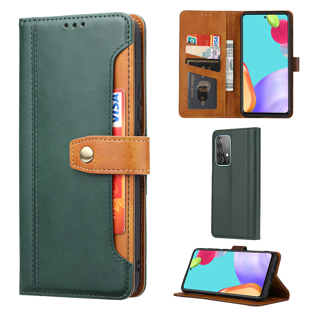Leather Wallet Stand Phone Shell with Supporting Stand for Samsung Galaxy A52 4G/5G / A52s 5G