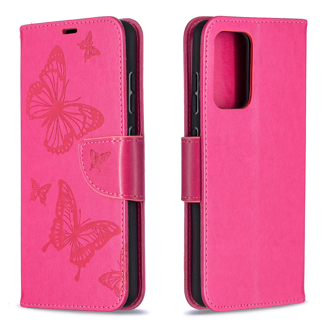 For Samsung Galaxy A52 4G/5G / A52s 5G Imprint Butterflies Wallet Stand Flip Leather Phone Shell