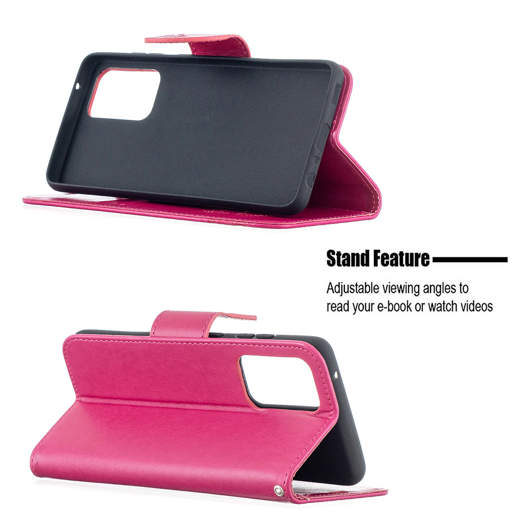 For Samsung Galaxy A52 4G/5G / A52s 5G Imprint Butterflies Wallet Stand Flip Leather Phone Shell