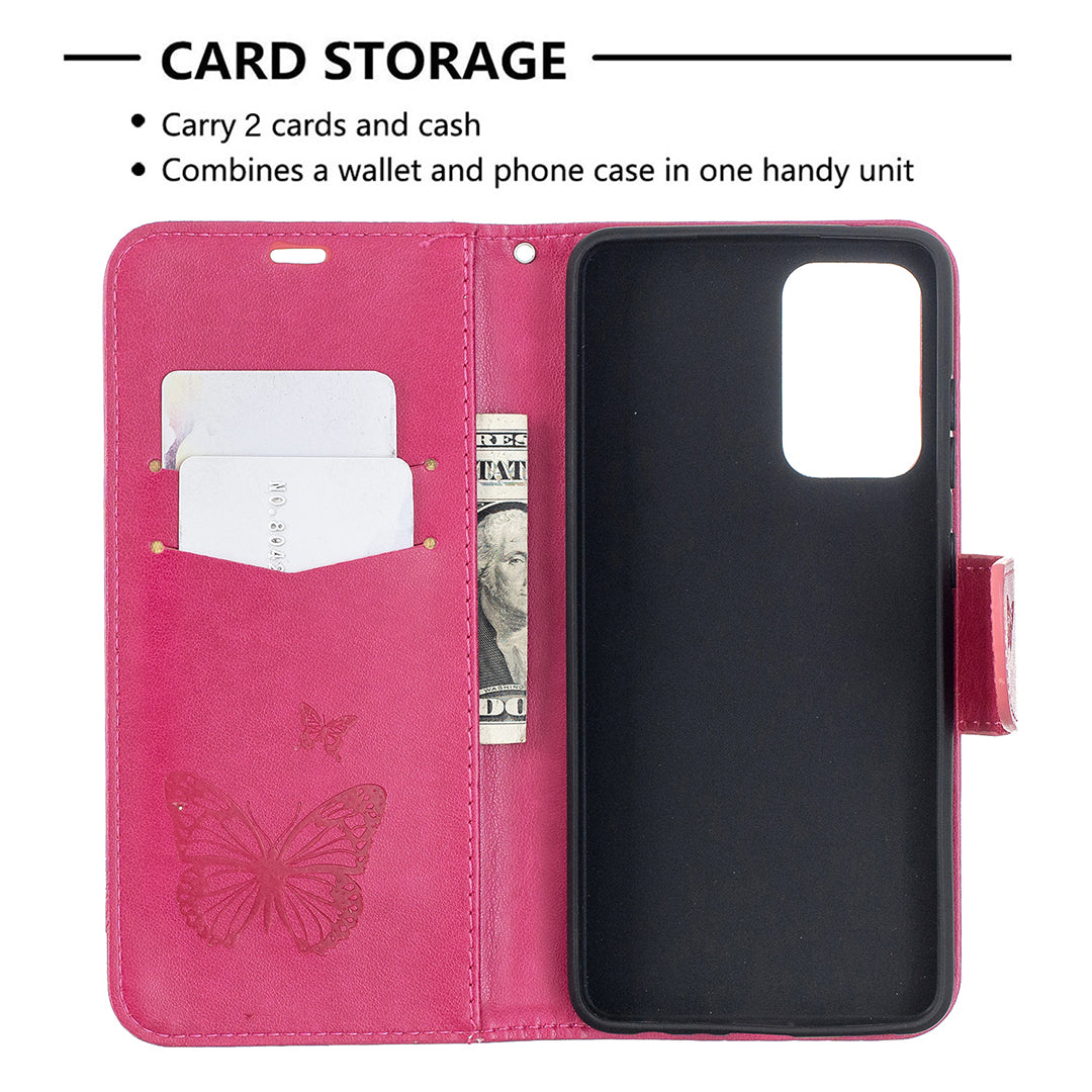 For Samsung Galaxy A52 4G/5G / A52s 5G Imprint Butterflies Wallet Stand Flip Leather Phone Shell