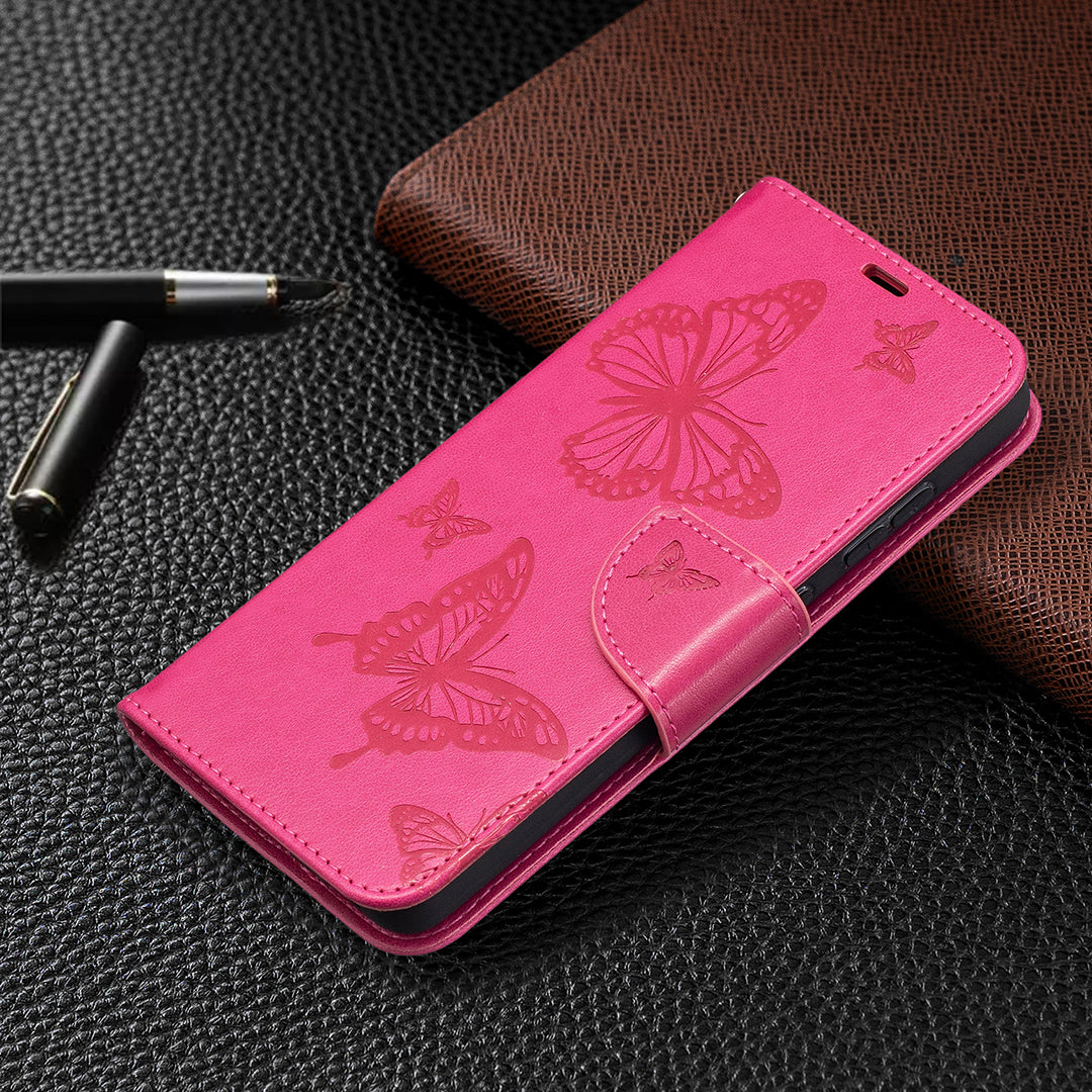 For Samsung Galaxy A52 4G/5G / A52s 5G Imprint Butterflies Wallet Stand Flip Leather Phone Shell