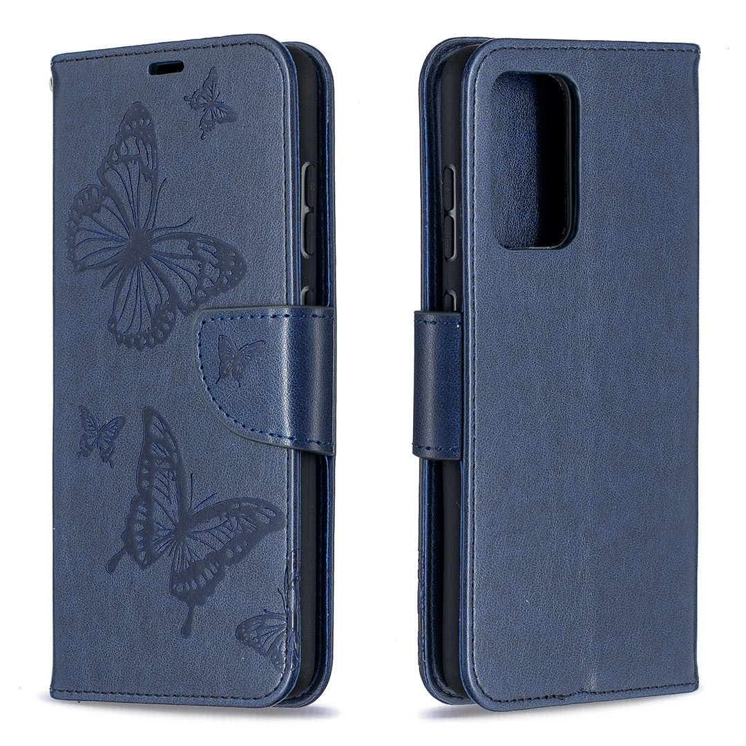 For Samsung Galaxy A52 4G/5G / A52s 5G Imprint Butterflies Wallet Stand Flip Leather Phone Shell