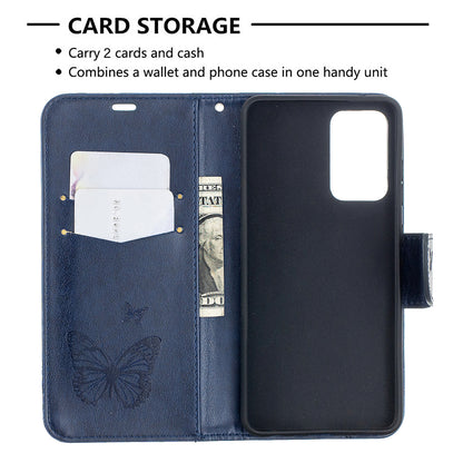 For Samsung Galaxy A52 4G/5G / A52s 5G Imprint Butterflies Wallet Stand Flip Leather Phone Shell