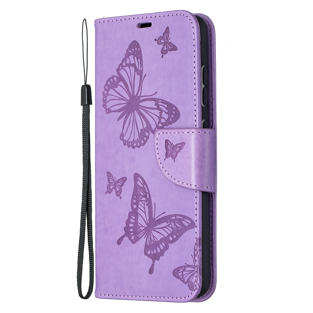 For Samsung Galaxy A52 4G/5G / A52s 5G Imprint Butterflies Wallet Stand Flip Leather Phone Shell