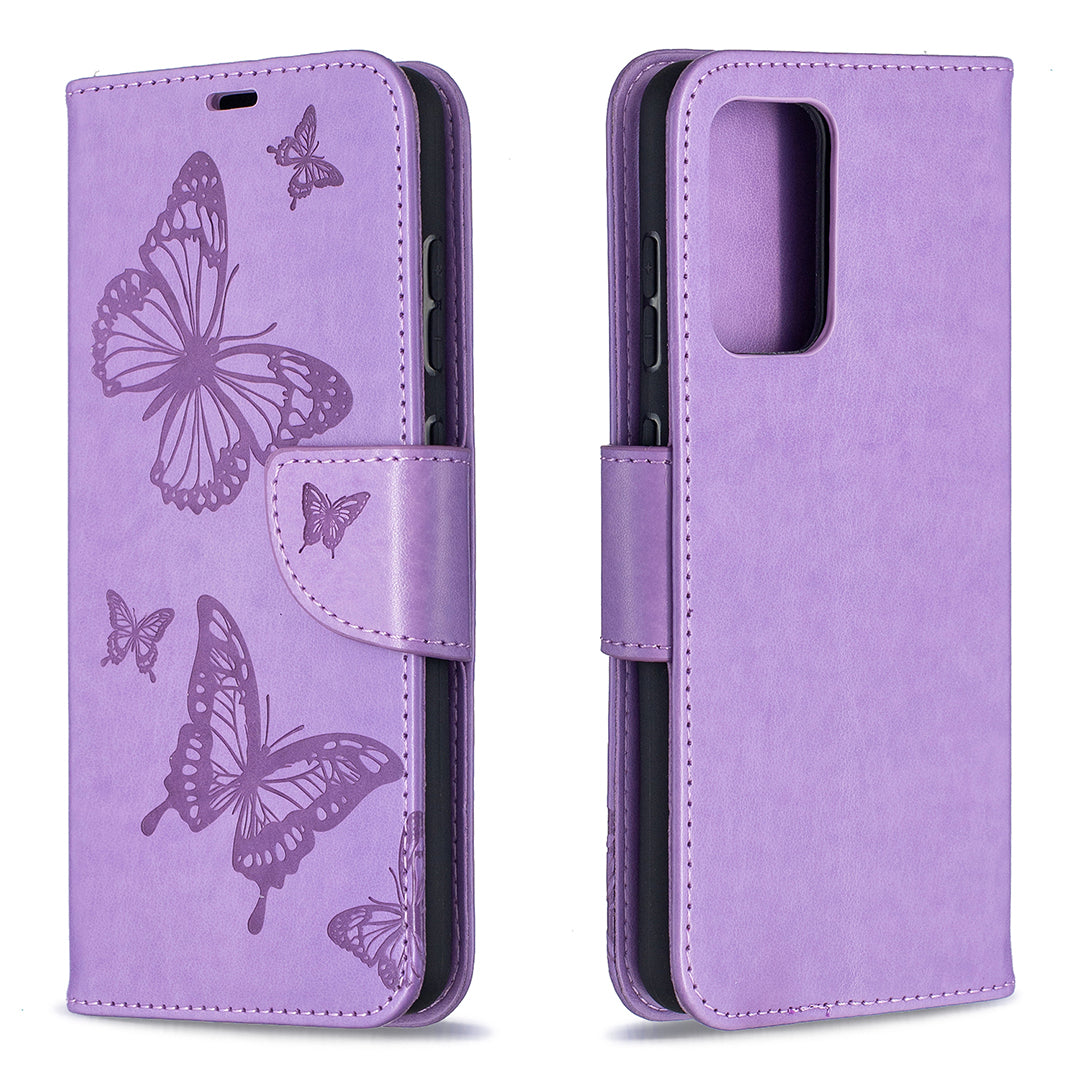 For Samsung Galaxy A52 4G/5G / A52s 5G Imprint Butterflies Wallet Stand Flip Leather Phone Shell