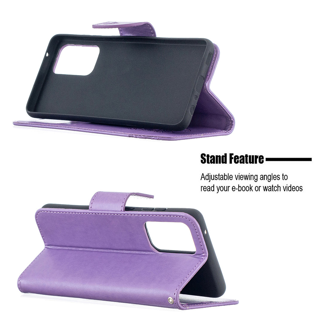 For Samsung Galaxy A52 4G/5G / A52s 5G Imprint Butterflies Wallet Stand Flip Leather Phone Shell