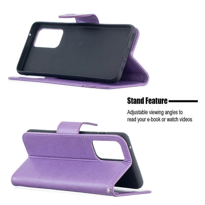 For Samsung Galaxy A52 4G/5G / A52s 5G Imprint Butterflies Wallet Stand Flip Leather Phone Shell