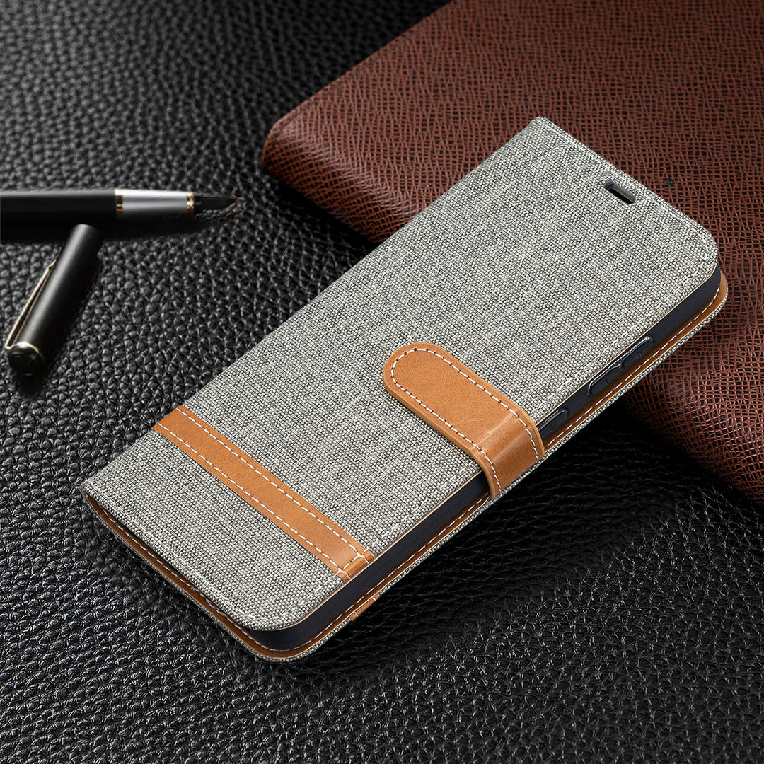 For Samsung Galaxy A52 4G/5G / A52s 5G Color Splicing Jeans Cloth Surface Wallet Leather Phone Cover