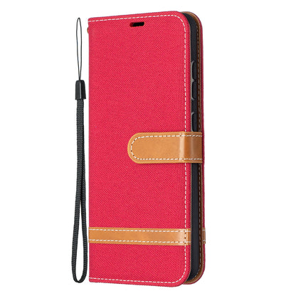 For Samsung Galaxy A52 4G/5G / A52s 5G Color Splicing Jeans Cloth Surface Wallet Leather Phone Cover