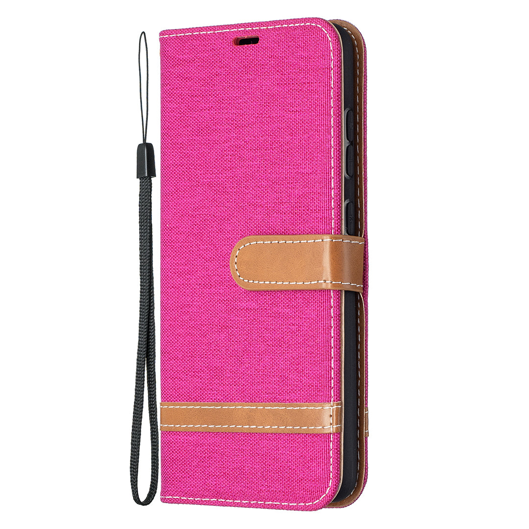 For Samsung Galaxy A52 4G/5G / A52s 5G Color Splicing Jeans Cloth Surface Wallet Leather Phone Cover