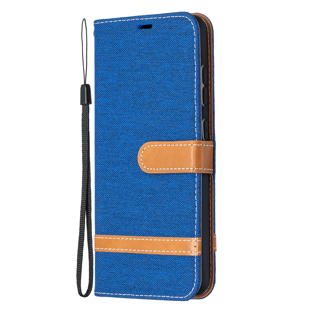 For Samsung Galaxy A52 4G/5G / A52s 5G Color Splicing Jeans Cloth Surface Wallet Leather Phone Cover