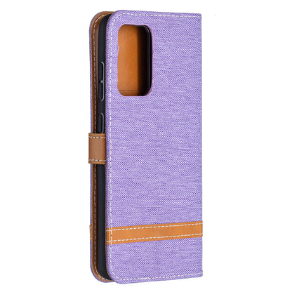 For Samsung Galaxy A52 4G/5G / A52s 5G Color Splicing Jeans Cloth Surface Wallet Leather Phone Cover