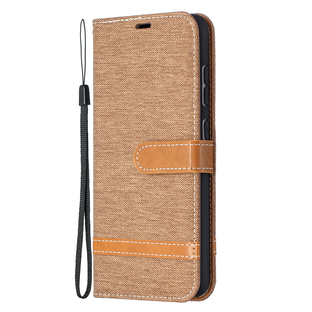 For Samsung Galaxy A52 4G/5G / A52s 5G Color Splicing Jeans Cloth Surface Wallet Leather Phone Cover