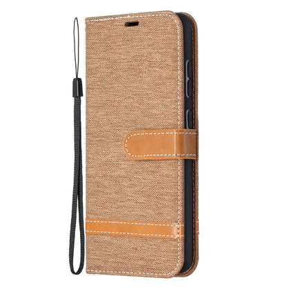 For Samsung Galaxy A52 4G/5G / A52s 5G Color Splicing Jeans Cloth Surface Wallet Leather Phone Cover